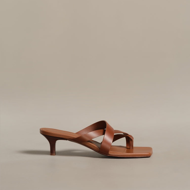 New Jenni Kayne Brown Scarlett Heeled Sandals In Saddle Us 9 Slip On Open Toe